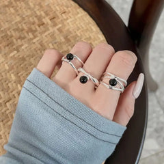 Aetolia Wholesale Price Customization S925 Sterling Silver Onyx Ring Jewelry Vintage Black Round Agate Finger Rings For Women