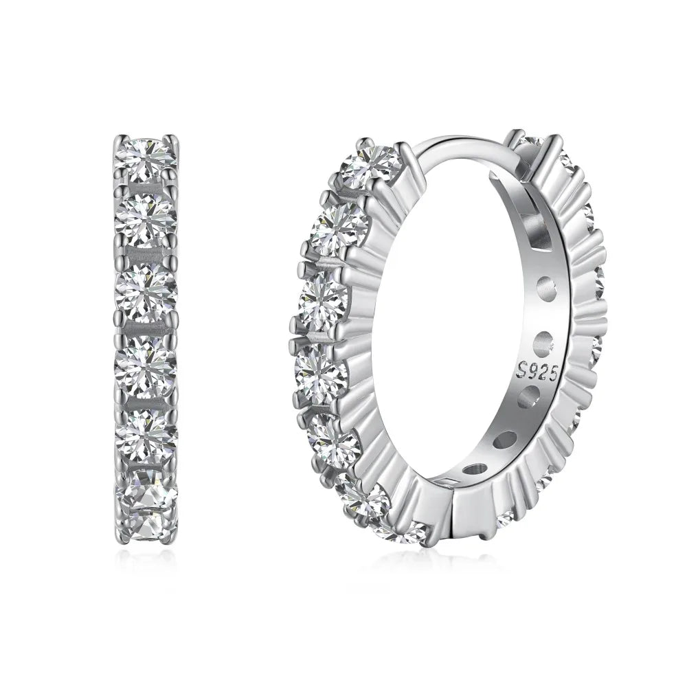 Aetolia Iced Out Eternity Band Diamond S925 Sterling Silver Earring Colorful Pink Stone Cz Cubic Zirconia Hoop Earrings For Women