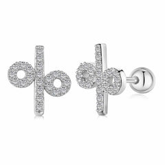 Aetolia Directly Sell Cute Shape Baby Girl Jewelry Silver Pierced Ear Studs Clear Cubic Zircon Percentage Sign Screw Stud Earrings