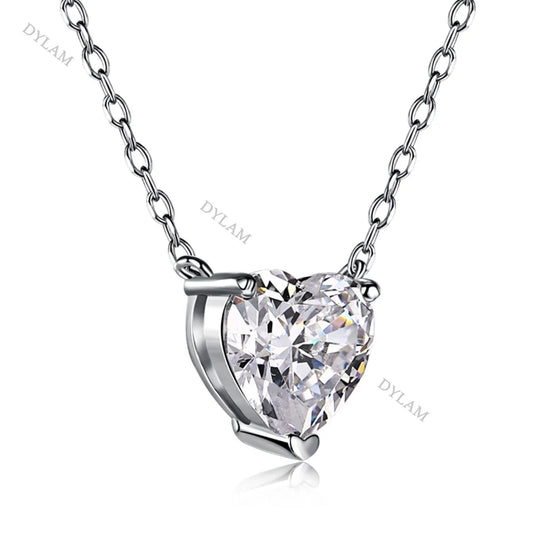 Aetolia Trendy Jewelry Heart Shaped Pendant 5A Cubic Zirconia Necklace Tennis Chain Link 925 Sterling Silver Heart Necklaces For Women