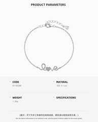 Aetolia 18K Gold Plated Cz Stones Heart Love Letter Bracelets Women 925 Sterling Silver Charms Bracelet Necklace Jewelry Set