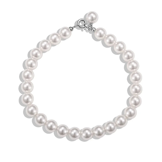 Aetolia Wholesale Round Ball Beads Chain Shell Pearl Bracelet Bangles S925 Sterling Silver Strand Beaded Bracelets Woman Man Gift