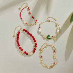 Aetolia Fine Jewelry S925 Silver Dragon Charm Hotan Jade Stone Zodiac Bracelet 18K Gold Plated Lucky Red Bead Bracelets For Women