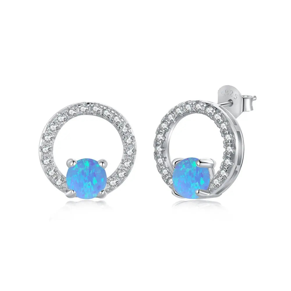 Aetolia Beautiful 925 Sterling Silver earring Cubic Natural Zirconia Tanzanide Gemstone Silver Gif For Her circle Stud Earring Set