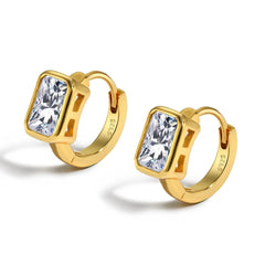 Aetolia Fashion Jewelry Women Silver 18K Gold Plated Square 5A Cubic Zirconia S925 Silver Hoop Earrings for women