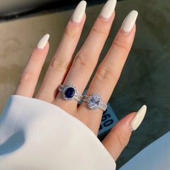 Aetolia Wholesale Fashion Jewelry Women 925 Sterling Silver Ring Circular Elegant Original Moissanite Agate Stone Diamond Sapphire