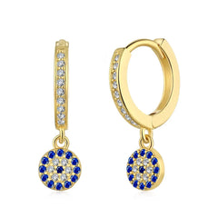 Aetolia High Quality Eyelash 925 Sterling Silver Blue Devil Eye Earring 18K Gold Plated Dangle Chain Hoop Earrings Charm Jewelry Women