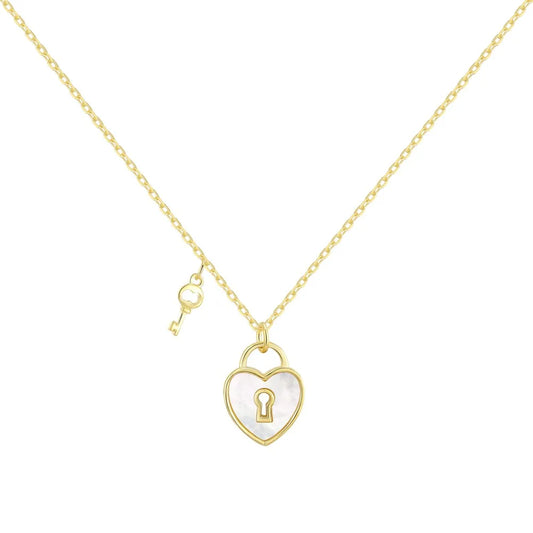 Aetolia Factory Price S925 Sterling Silver Love Heart Clasp Necklace Simple Lock Key Shape Pendant Chain 18K Gold Plated Necklaces Women