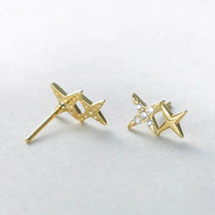 Aetolia 925 Sterling Silver Earrings Gold Plated Zirconia Minimalist Jewelry Earring Tiny Stud Bling Stylish Star Stud Earings