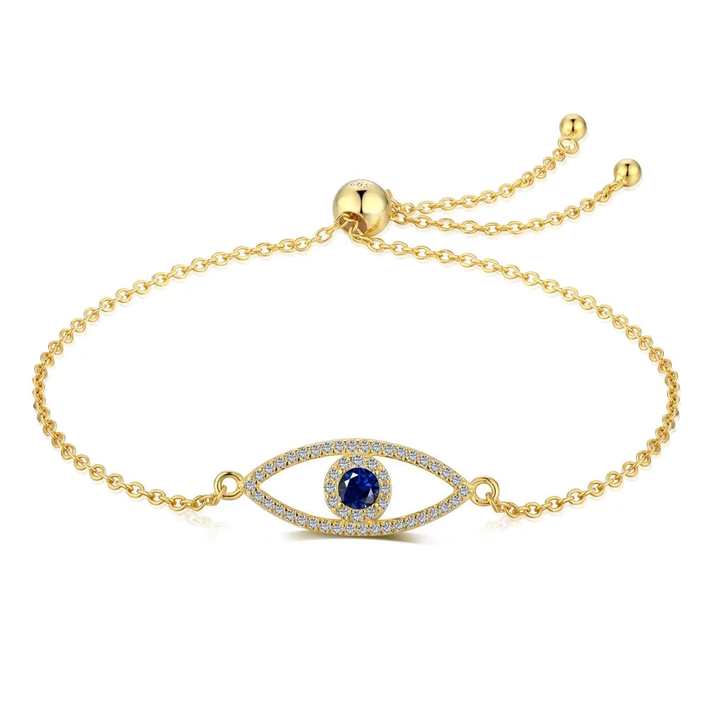 Aetolia High Quality Charm Devil Eye Bracelet 925 Sterling Silver 18K Gold Jewelry Cubic Zircon Adjustable Blue White Bracelet Women