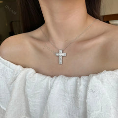 Aetolia wholesale INS Hot Women long Chains Rhodium Plated 5A square CZ cubic zircon Necklaces Sterling Silver 925 Cross Necklace