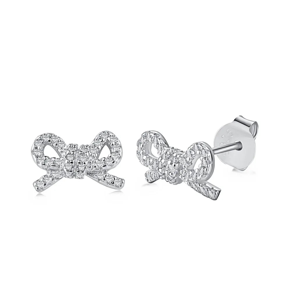 Aetolia New Arrivals 925 Sterling Silver Fine Jewelry Bling Diamond Bow Earring 18K Gold Plated Cute Stud Earrings For Girls