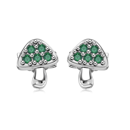 Aetolia Non Tarnish S925 Sterling Silver 18K Gold Plated Emerald Ruby Earring Cz Zircon Mushroom Stud Earring For Women Jewellery