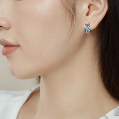 Aetolia Authentic 925 Sterling Silver Multi-Shaped Zircons Fine Jewelry Dainty Design Wedding Gift Blue Hoop Earrings For Women