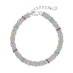 Aetolia Heart Butterfly Rainbow Pink Stone Adjustable S925 Sterling Silver Bracelets Women CZ Tennis Bracelet Femme Jewelry Set