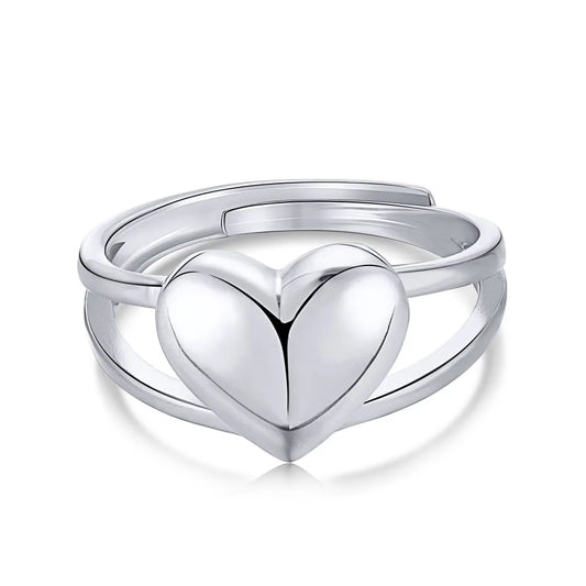 Aetolia Heart Shape Open Adjustable Lovers Ring S925 Sterling Silver Ring Set Fashion Simple Stacking Women'S Rings For Women