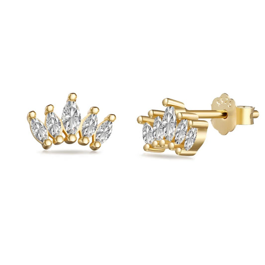 Aetolia Manufacturer Delicate 18K Gold Plated Crown Treasure Marquise Cut Cz Cubic Zirconia Zircon Stud Earrings Jewelry Women