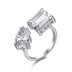 Aetolia New Arrivals Same As Jenner 8A Cz Ice Flower Cut S925 Sterling Silver Rhodium Plated Adjustable Rings