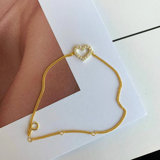 Aetolia Friendship Bracelets Link Chain Adjustable Heart Pendant Necklace Bangle Jewelry 925 Sterling Silver 18K Gold Bracelet