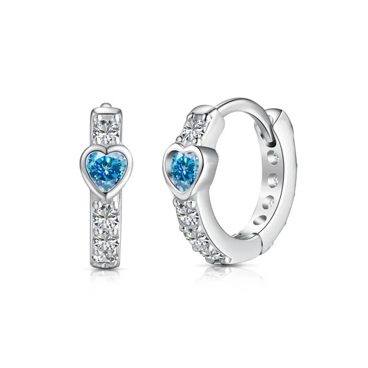 Aetolia Minimalist Small Blue Cz Heart Huggie Hoop Earring Hoops Earrings With Opal Stones S925 Silver Hoop Earrings Women