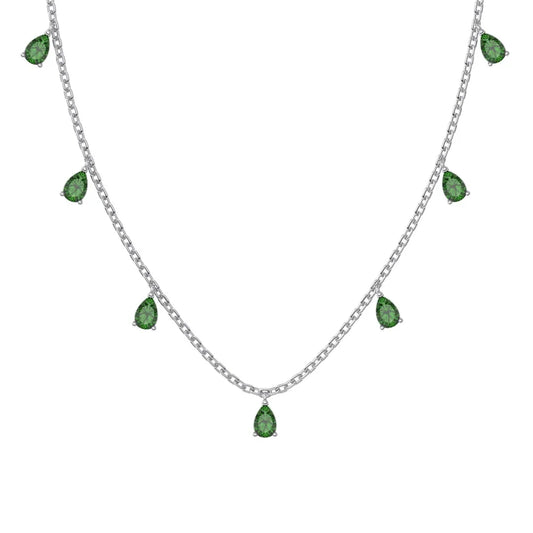 Aetolia Turkish Dainty Cz Zircon Pear Shape Sapphire Emerald Stone Necklace S925 Silver Water Drop Necklaces For Women Jewelry