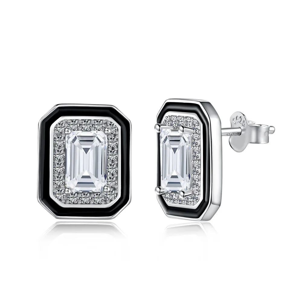 Aetolia Enamel Earring High Quality Square Cut Cz Zirconia Sterling Silver 925 Stud Earrings Women Jewelry Set Bulk Wholesale