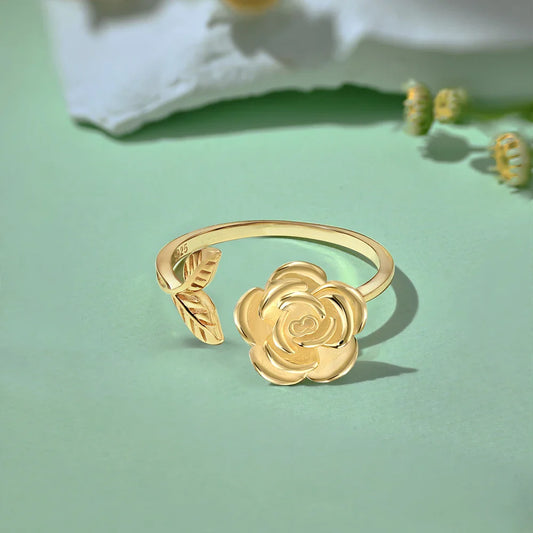 Aetolia Trendy Rotating Spinning Anxiety Women Ring Jewelry 18K Gold Plated Custom Sun Flower S925 Sterling Silver Spinner Rings