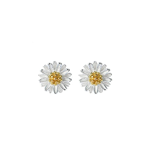 Aetolia Enamel 925 Sterling Silver Flower Shape Stud Earrings Daisy Flower Pin Earrings