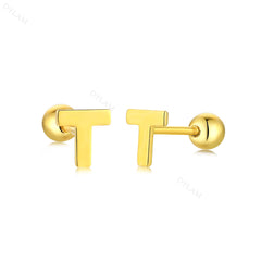 Aetolia Hypoallergenic 18k Gold Earrings Jewelry 925 Sterling Silver Screw Earrings Statement Alphabet Initial Letter Earring