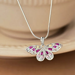 Aetolia High Quality Colorful Butterfly Bow Necklace Set S925 Sterling Silver Simple Clavicle Chain Necklaces Pendants For Women