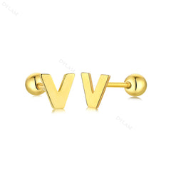 Aetolia Hypoallergenic 18k Gold Earrings Jewelry 925 Sterling Silver Screw Earrings Statement Alphabet Initial Letter Earring