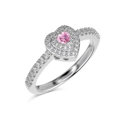 Aetolia Sweet Pink Diamond Engagement Cz Cubic Zirconia Ring Valentine'S Day Classic S925 Silver Love Heart Rings For Women