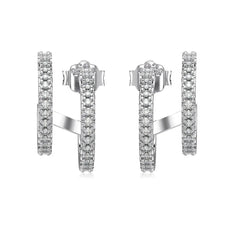 Aetolia Aetolia Fine Personality S925 Sterling Silver Hoop Earring 18K Gold Plated Twisted Double Cz Cubic Zircon Stud Earrings Women