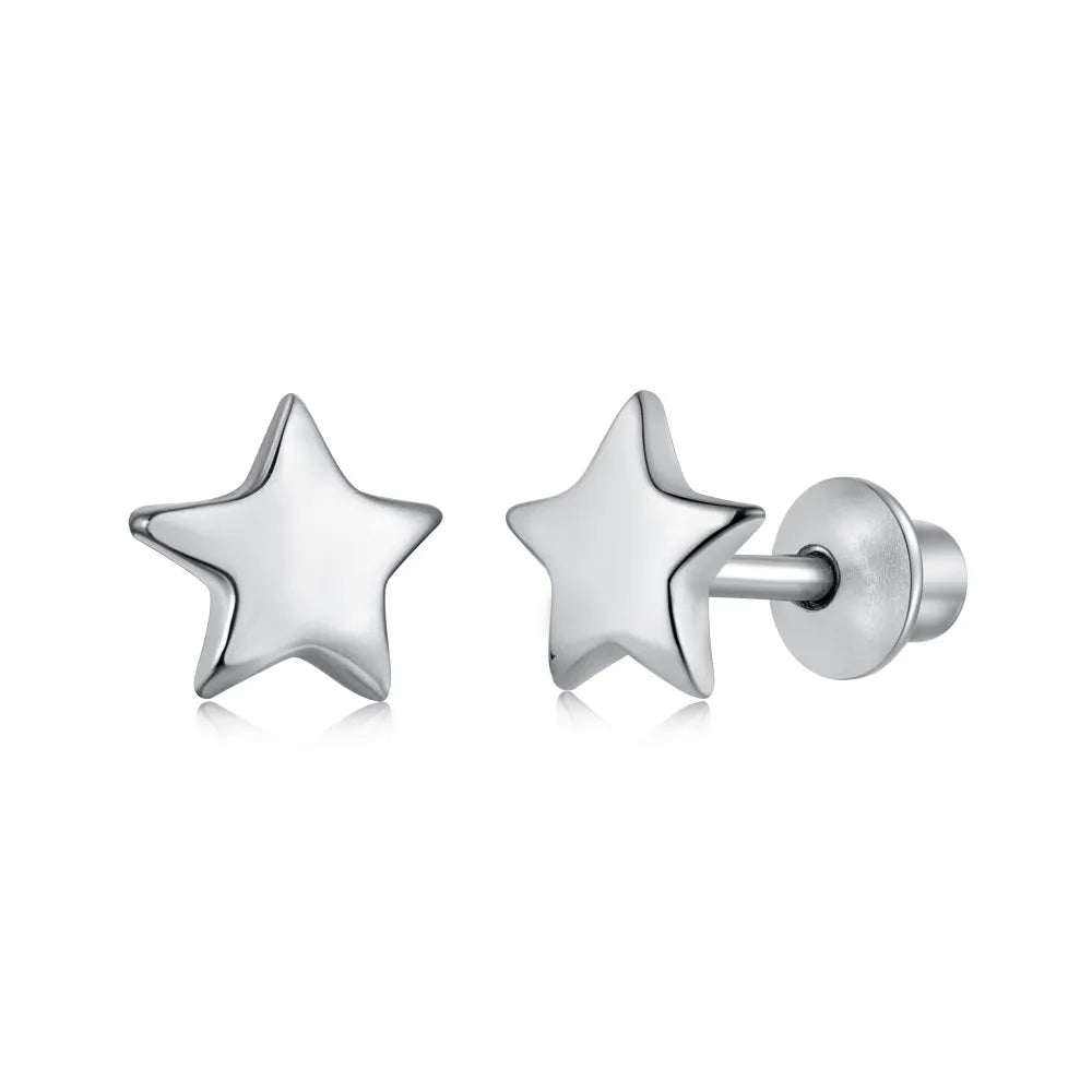 Aetolia Custom Hypoallergenic Nickel Free 925 Sterling Silver Kid Children 5A CZ Cubic Zirconia Tiny Star Shape Stud Earrings jewelry