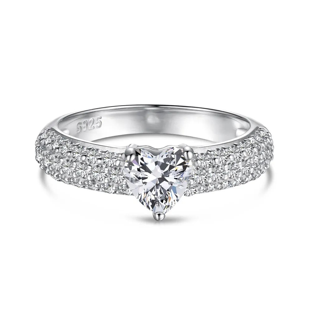 Aetolia Classic S925 Silver Set Cz Heart Ring Pink Blue Diamond Wedding Ring Couple Engagement Band Bridal Set Rings Jewelry Women