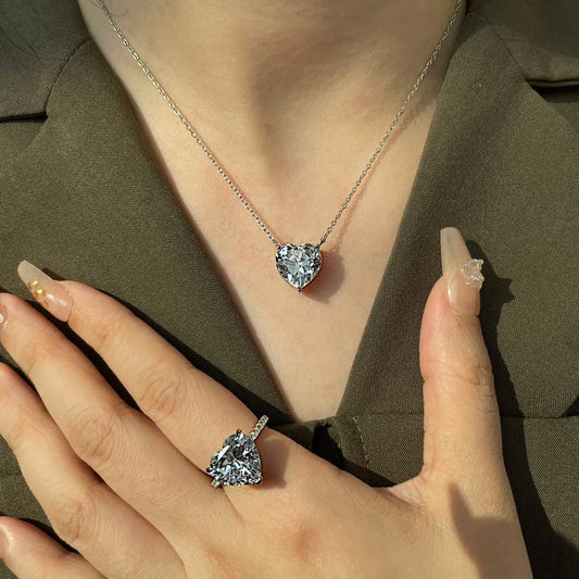 Aetolia Custom Trendy Heart Shape stone Pendant 8A ZIrcon Gold Plated Sterling Silver Wedding Engagement Necklace