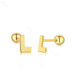 Aetolia Hypoallergenic 18k Gold Earrings Jewelry 925 Sterling Silver Screw Earrings Statement Alphabet Initial Letter Earring