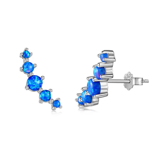 Aetolia S925 Sterling Silver High Quality Blue Opal Jewelry Stud Earring Elegant Jewelry Hypoallergenic Earrings For Women Girl