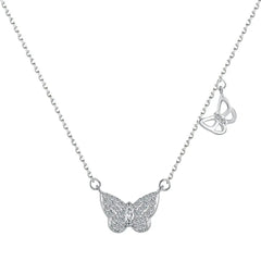 Aetolia Factory 925 Sterling Silver Necklace Cubic Zircon 18K Gold Plated Jewelry Delicate Double Butterfly Pendent Necklaces For Women