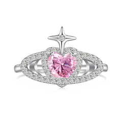 Aetolia Sparkly Trendy Purple Cz Cubic Zirconia Planet Ring S925 Sterling Silver Pink Heart Shepe Rings For Women Jewelry Set