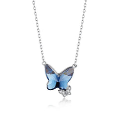 Aetolia High Quality Colorful Butterfly Bow Necklace Set S925 Sterling Silver Simple Clavicle Chain Necklaces Pendants For Women