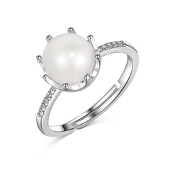 Aetolia Fine Jewellery 925 Sterling Silver Round Crown Shape Cz Cubic Zirconia Rings For Women Wedding Fresh Water Pearl Ring