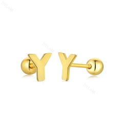 Aetolia Hypoallergenic 18k Gold Earrings Jewelry 925 Sterling Silver Screw Earrings Statement Alphabet Initial Letter Earring