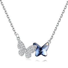 Aetolia High Quality Colorful Butterfly Bow Necklace Set S925 Sterling Silver Simple Clavicle Chain Necklaces Pendants For Women