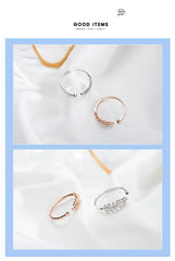 Aetolia 925 Silver Women Sterling Rings High Quality Open Dainty Adjustable Resizable Gold Plated Trendy Leaf Ring