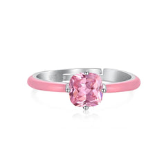 Aetolia Custom Stackable Enamel Ring 925 Sterling Silver Cz Cubic Zirconia Pink Rainbow Colorful Original Eternity Rings For Women