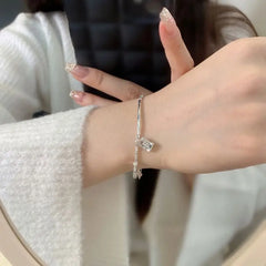 Aetolia Hypoallergenic 925 Sterling Silver bracelet Irregular Broken Beaded Silver Pendant Bracelets Bangles for Women Gifts