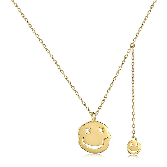 Aetolia 18K Gold Plated Necklace Non Tarnish Free Waterproof s925 silver Jewelry Smile Charm Happy Smiley Face Pendant Necklaces Women