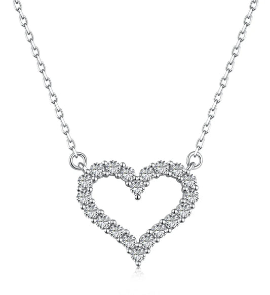 Aetolia Wholesale Clavicle Chain S925 Silver 18K Rose Gold Necklace CZ Cubic Zirconia Hollow Heart Pendant Necklaces For Women