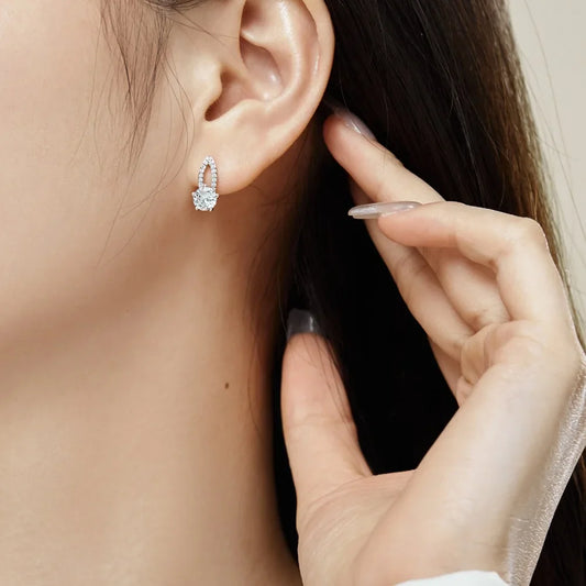 Aetolia Unique Trendy Design S925 Hoop Earrings For Women Dazzling Round Diamond Cz Design Stud Earrings Jewelry Women Dainty